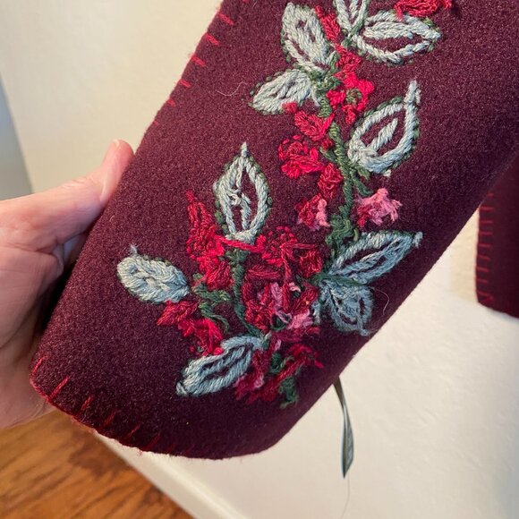 Eddie Bauer Embroidered Floral Scarf – Burgundy – 66 Inches - Picture 7 of 10